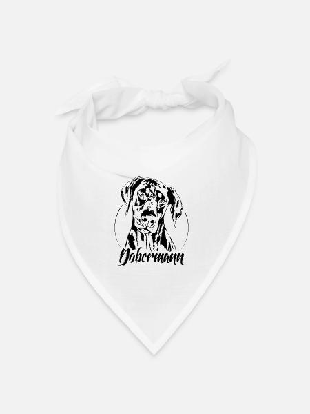 DOBERMANN Hundeportrait Wilsigns Hunde Aufkleber - Bandana Dreieckstuch - Weiß
