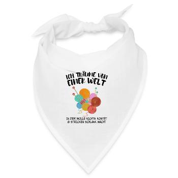 Wolle stricken Hobby Handarbeit Geschenk - Bandana Dreieckstuch - Weiß - Vorne