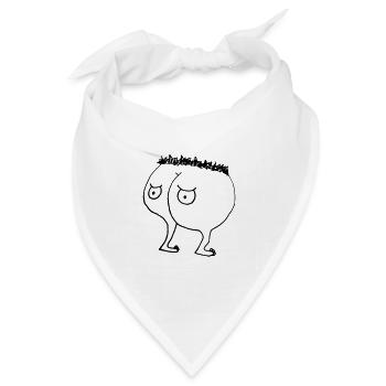Arsch Gesicht Arschgesicht lustiger Charakter - Bandana Dreieckstuch - Weiß - Vorne