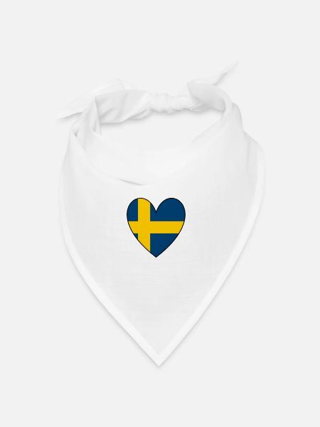Schweden Herz - Bandana Dreieckstuch - Weiß