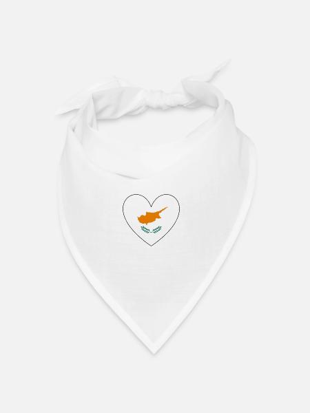Zypern Flagge Herz - Bandana Dreieckstuch - Weiß
