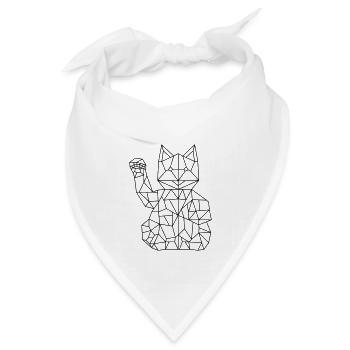 Fortune Cat Maneki-neko Polygon - Bandana Dreieckstuch - Weiß - Vorne
