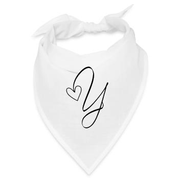 Buchstabe Y Ypsilon Buchstabe-Y Kalligrafie - Bandana Dreieckstuch - Weiß - Vorne