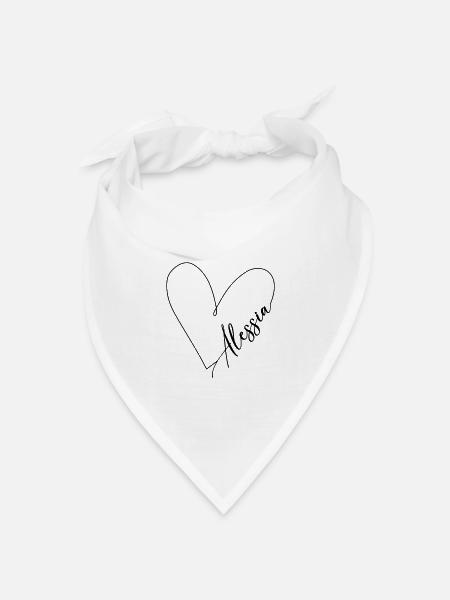 Alessia Name Herzlinie - Bandana Dreieckstuch - Weiß