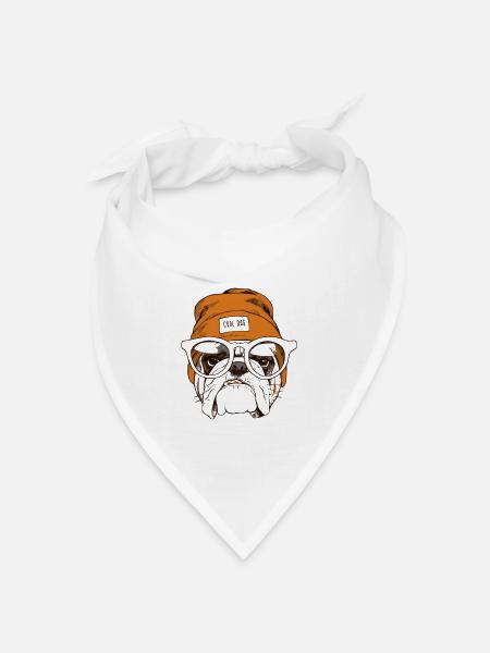 Coole Hipster Hund - Bandana Dreieckstuch - Weiß