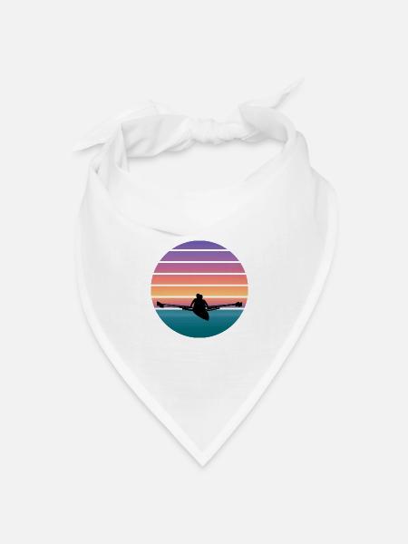 Rudern, Ruderer mit Wasser und Sonnenuntergang - Bandana Dreieckstuch - Weiß