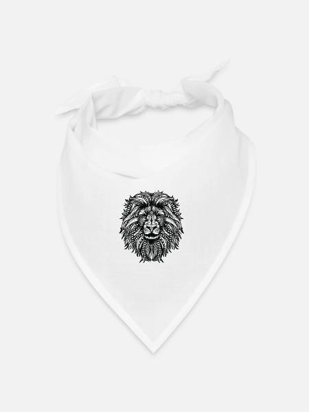 Mandala Löwe mit Löwenmähne - Bandana Dreieckstuch - Weiß
