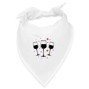 Weinglas Rotwein Symbol - Bandana Dreieckstuch - Weiß - Vorne