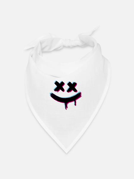 Smiley Glitch Böse - Bandana Dreieckstuch - Weiß