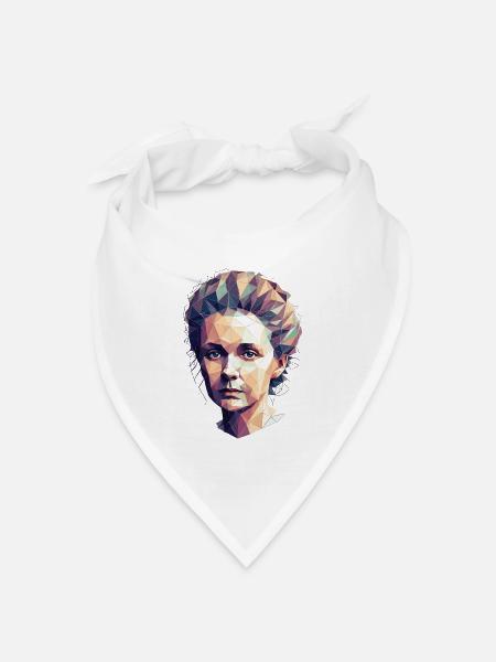 Portrait Marie Curie Polygon Kunst - Bandana Dreieckstuch - Weiß