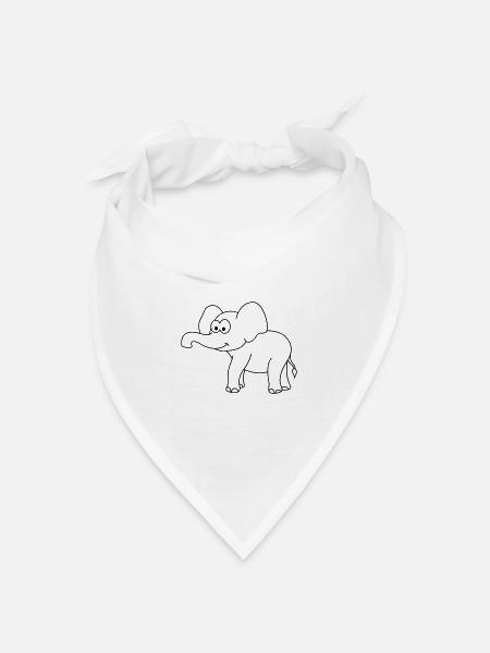 Elefant Comic - Bandana Dreieckstuch - Weiß