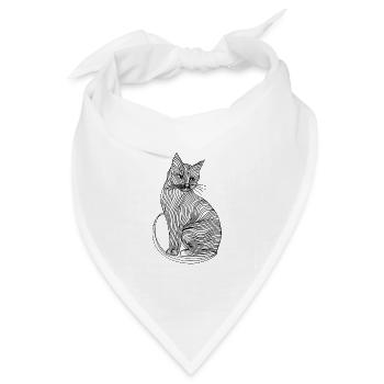 Linien Kunst Katze #cat - Bandana Dreieckstuch - Weiß - Vorne