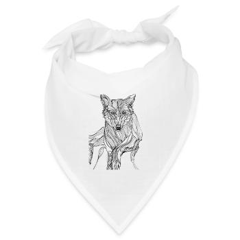 Linien Kunst Wolf #wolf - Bandana Dreieckstuch - Weiß - Vorne