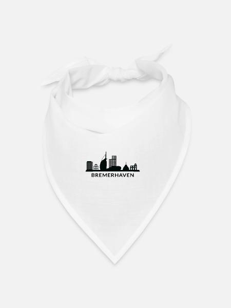 DIe Skyline von der Stadt Bremerhaven Deutschland - Bandana Dreieckstuch - Weiß