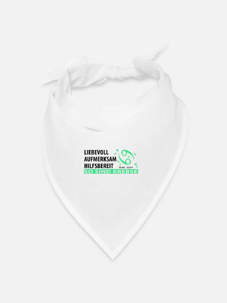 Sternzeichen Krebs - Eigenschaften - Bandana Dreieckstuch - Weiß