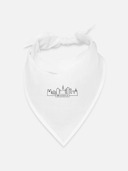 Brüssel City Skyline Silhouette in Belgien Brüssel - Bandana Dreieckstuch - Weiß