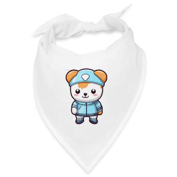 Katze und Hund in Winterkleidung, Gemütliches - Bandana Dreieckstuch - Weiß - Vorne