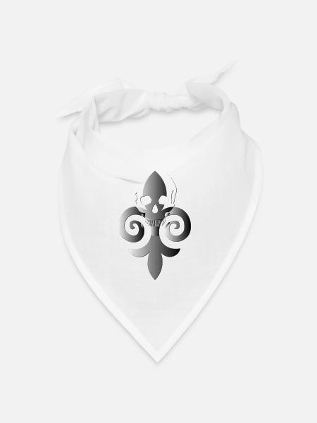 Totenkopf mit Lilie - Bandana Dreieckstuch - Weiß