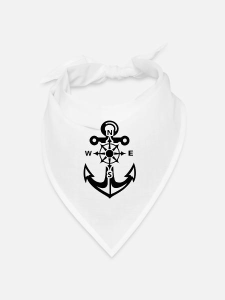 Anker + Kompass - Bandana Dreieckstuch - Weiß