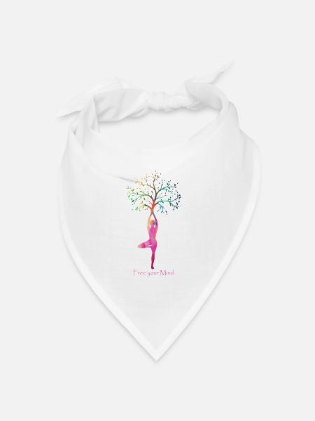 Baum Yoga Freiheit Silhouette Free your Mind - Bandana Dreieckstuch - Weiß