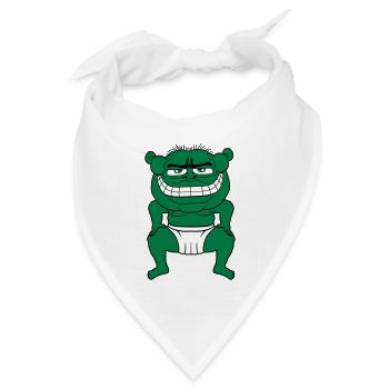 monster oger troll boese sumo ringer uebergewicht - Bandana Dreieckstuch - Weiß - Vorne
