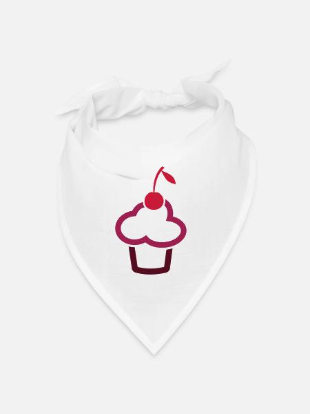 Muffin Cupcake mit Kirsche - Bandana Dreieckstuch - Weiß