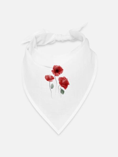 Mohn Aquarell - Bandana Dreieckstuch - Weiß