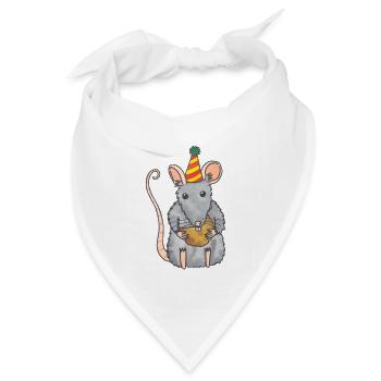 Partymaus Party Maus mit Käsebällchen - Bandana Dreieckstuch - Weiß - Vorne