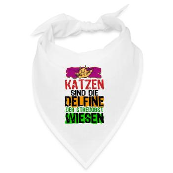 Katzen Delfine No 1 - Bandana Dreieckstuch - Weiß - Vorne