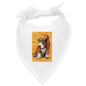 cooles Strand-Basset - Bandana Dreieckstuch - Weiß - Vorne