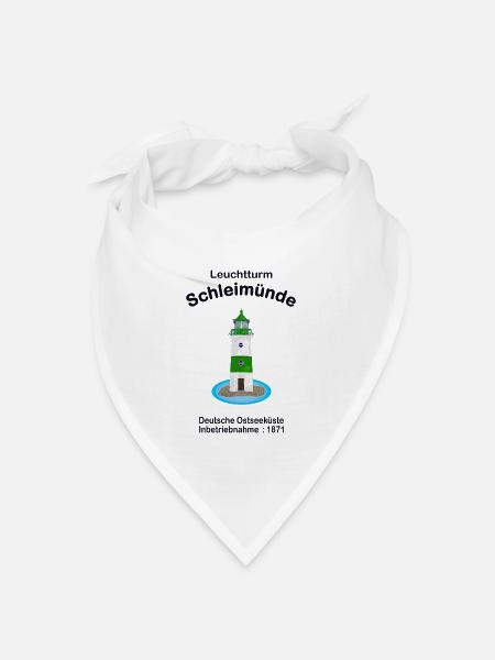 Leuchtturm grün-weiß Schleimünde Ostsee, Zeichnung - Bandana Dreieckstuch - Weiß