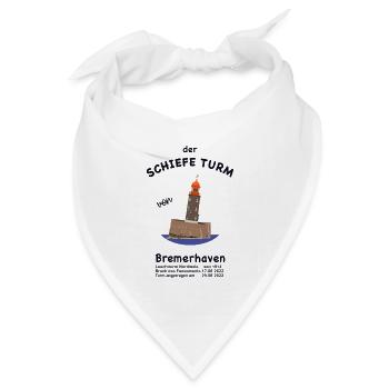 Der schiefe Turm Bremerhaven, Leuchtturm Zeichnung - Bandana Dreieckstuch - Weiß - Vorne