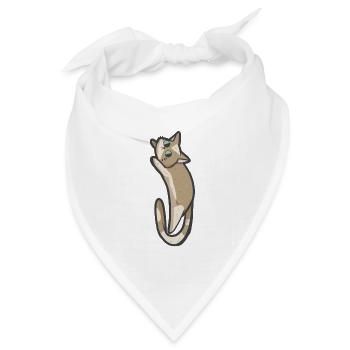 Süße beige Katze - Bandana Dreieckstuch - Weiß - Vorne
