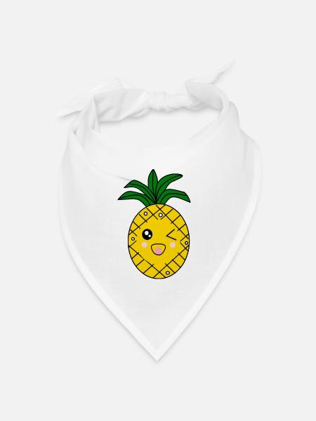 Kawaii Ananas Lustiges Humorgeschenk - Bandana Dreieckstuch - Weiß