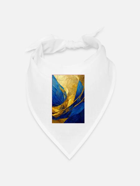 Abstract Painting in Blue and Gold - Bandana Dreieckstuch - Weiß