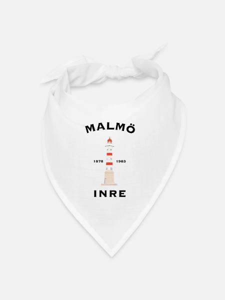 Malmö Inre, alter Leuchtturm, Ostsee Schweden - Bandana Dreieckstuch - Weiß