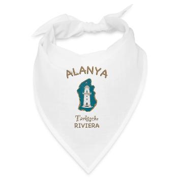 Alanya , Leuchtturm, Türkische Riviera - Bandana Dreieckstuch - Weiß - Vorne