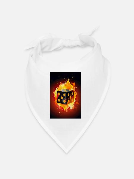 Würfel in Flammen - Bandana Dreieckstuch - Weiß