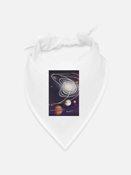 Weltall und Planeten - Bandana Dreieckstuch - Weiß
