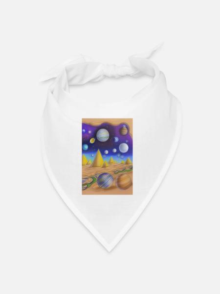 Weltall und Planeten - Bandana Dreieckstuch - Weiß