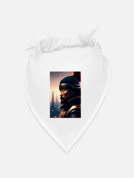 Futuristische Samurai - Bandana Dreieckstuch - Weiß