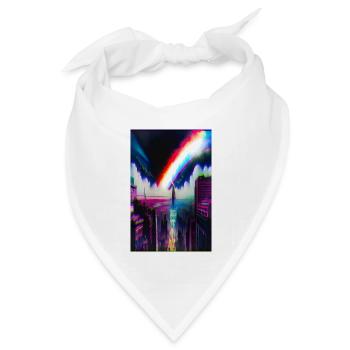 Futuristische Regenbogen Stadt Kunst - Bandana Dreieckstuch - Weiß - Vorne