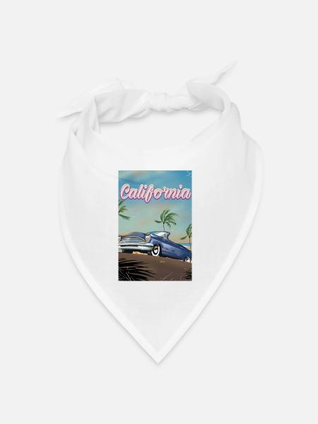 Kalifornisches Oldtimer-Reiseplakat - Bandana Dreieckstuch - Weiß