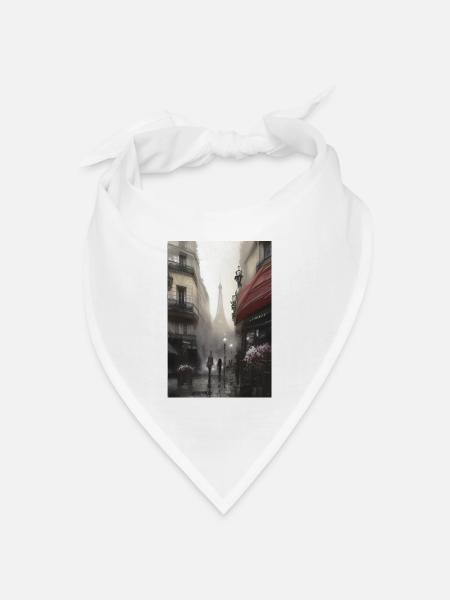 Paris im Regen - Bandana Dreieckstuch - Weiß