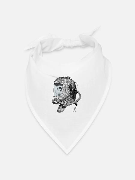 Alter Weltraumhelm einfarbig - Bandana Dreieckstuch - Weiß