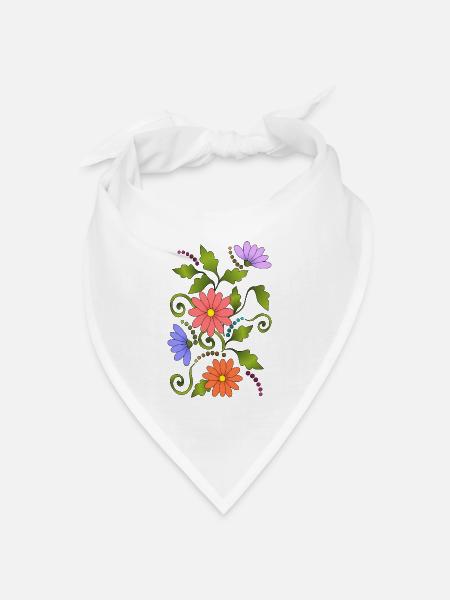 Blumen - Bandana Dreieckstuch - Weiß