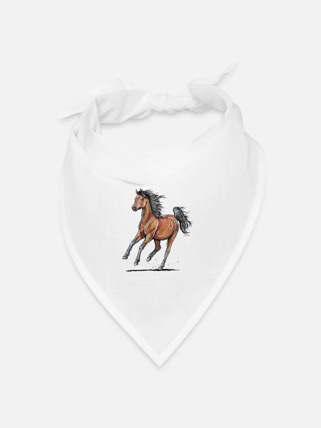 Braunes Pferd Galopp - Bandana Dreieckstuch - Weiß