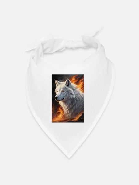 White Animal Feuerwolf - Bandana Dreieckstuch - Weiß