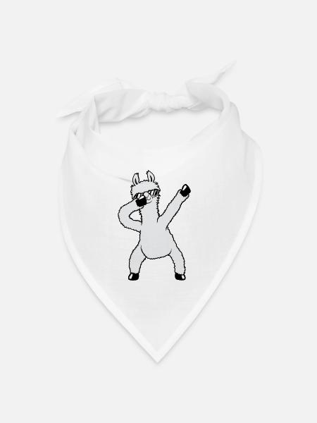Lustiges Dabbing Dab Dance Lama Coole Sonnenbrille - Bandana Dreieckstuch - Weiß
