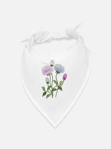 Blumen - Bandana Dreieckstuch - Weiß